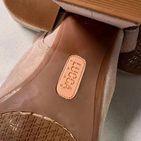 NEW sling-back open-toed Cream Faux Suede 3” block heel size 10 Lucca Lane shoes - Picture 9 of 9